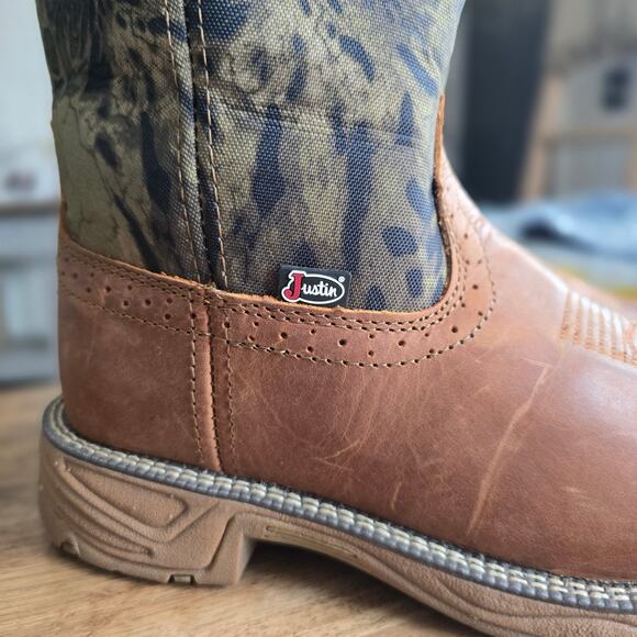 Justin Rush Strike Work Boots 17” Camo Brown Leather Men’s 13D Snake Resistant main image 11